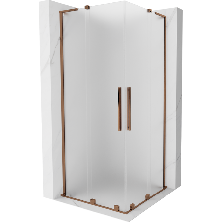 Mexen Velar L Duo Sliding Shower Enclosure 100 x 100 cm, Frosted, Pink Gold - 871-100-100-02-33-60
