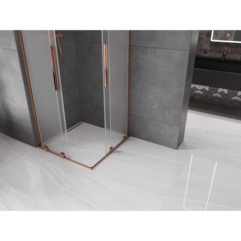 Mexen Velar L Duo sliding shower enclosure 90 x 90 cm, frost, rose gold - 871-090-090-02-33-60