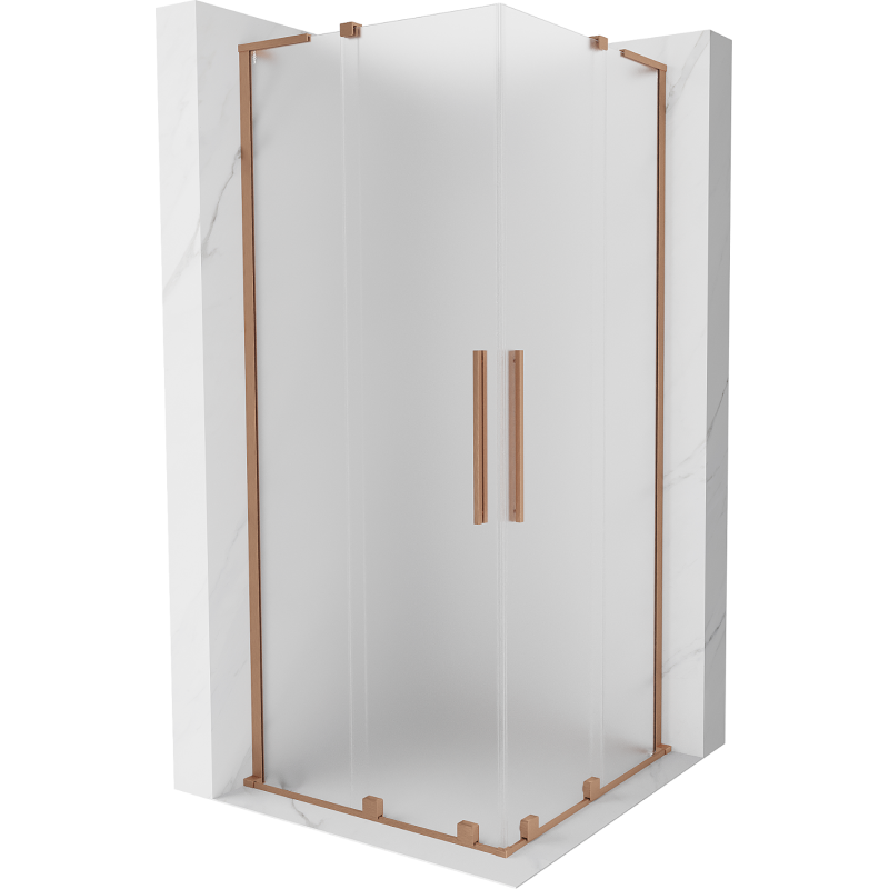 Mexen Velar L Duo kabina prysznicowa rozsuwana 80 x 80 cm, szron, miedź szczotkowana - 871-080-080-02-33-65