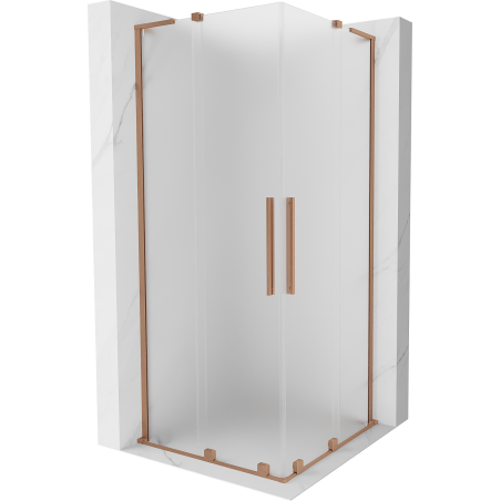 Mexen Velar L Duo drsna pršna kabina 80 x 80 cm, mraz, krtačena medenina - 871-080-080-02-33-65