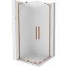 Mexen Velar L Duo sliding shower enclosure 80 x 80 cm, frost, brushed copper - 871-080-080-02-33-65
