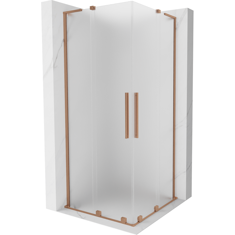 Mexen Velar L Duo cabina doccia scorrevole 90 x 90 cm, brina, rame spazzolato - 871-090-090-02-33-65