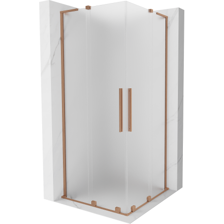 Mexen Velar L Dvostruka klizna tuš kabina 90 x 90 cm, mat, brušena bakar - 871-090-090-02-33-65