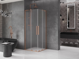 Mexen Velar L Duo Duschkabine schiebbar 90 x 90 cm, mattiert, gebürstetes Kupfer - 871-090-090-02-33-65
