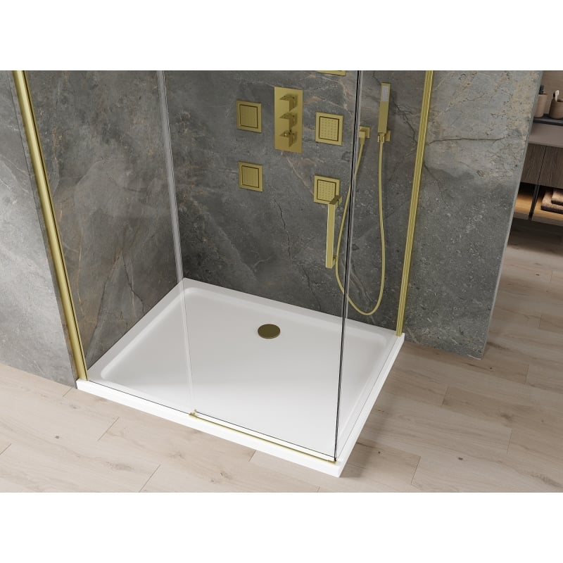 Mexen Omega lükand dušikabiin 110 x 80 cm, läbipaistev, kuldne + tasapind Flat - 825-110-080-50-00-4010