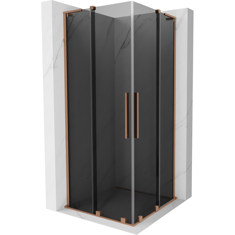 Mexen Velar L Duo cabina doccia scorrevole 80 x 80 cm, grafite, rame spazzolato - 871-080-080-02-43-65