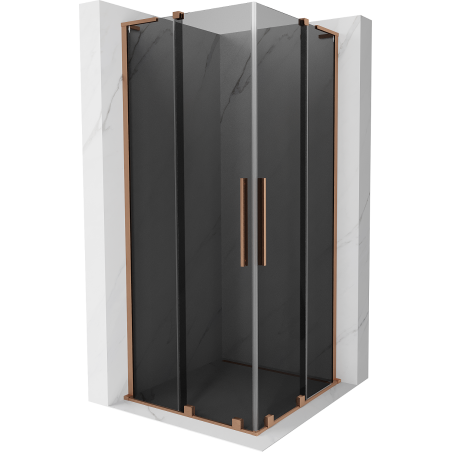 Mexen Velar L Duo Schiebeduschkabine 80 x 80 cm, Graphit, gebürstetes Kupfer - 871-080-080-02-43-65