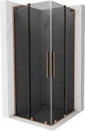 Mexen Velar L Duo klizna tuš kabina 80 x 80 cm, grafit, brušeni bakar - 871-080-080-02-43-65