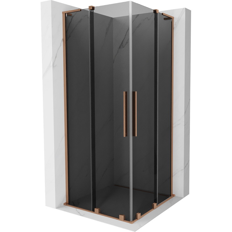 Mexen Velar L Duo klizni tuš kabina klizna 100 x 100 cm, grafit, brušena bakrena - 871-100-100-02-43-65