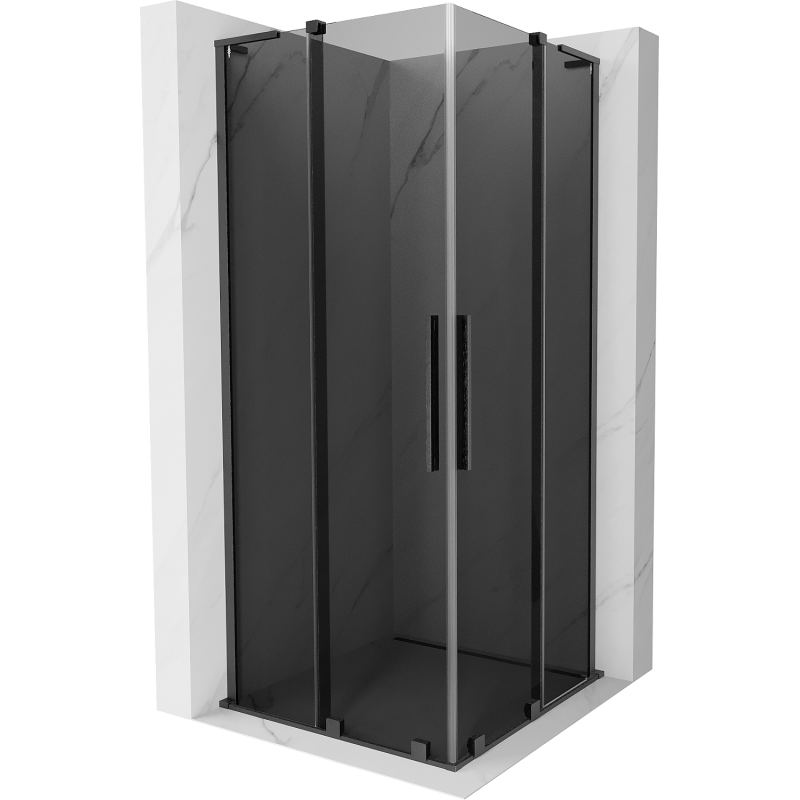 Mexen Velar L Duo Duschkabine, verschiebbar, 90 x 90 cm, graphit, gebürstet (Gun Gray) - 871-090-090-02-43-66