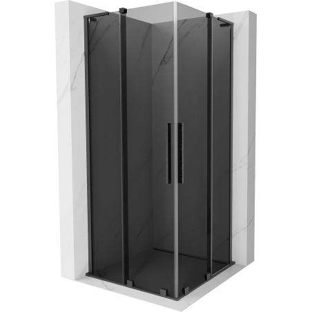 Mexen Velar L Duo Duschkabine, verschiebbar, 90 x 90 cm, graphit, gebürstet (Gun Gray) - 871-090-090-02-43-66