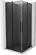 Mexen Velar L Διπλή συρόμενη καμπίνα ντους 90 x 90 cm, γραφίτης, γυαλισμένο gun gray