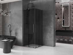 Mexen Velar L Duo kabina prysznicowa rozsuwana 90 x 90 cm, grafit, gun gray szczotkowany - 871-090-090-02-43-66