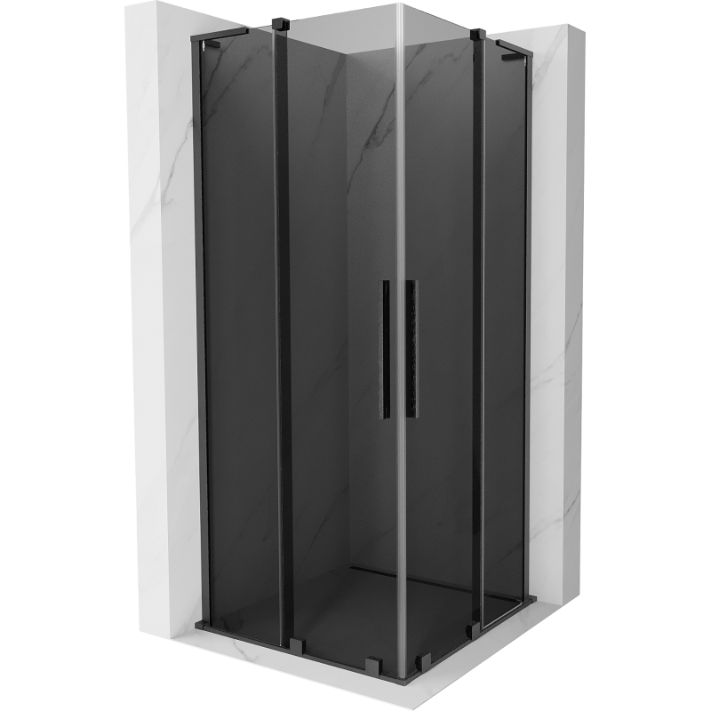 Mexen Velar L Duo cabine de duche deslizante 100 x 100 cm, grafite, cinza metal escovado - 871-100-100-02-43-66