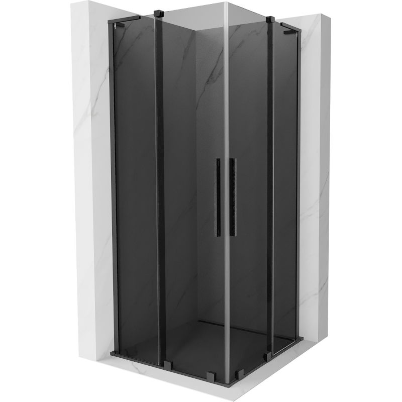 Mexen Velar L Duo Duschkabine Schiebetür 100 x 100 cm, Grafit, Gebürstet Gun Gray - 871-100-100-02-43-66
