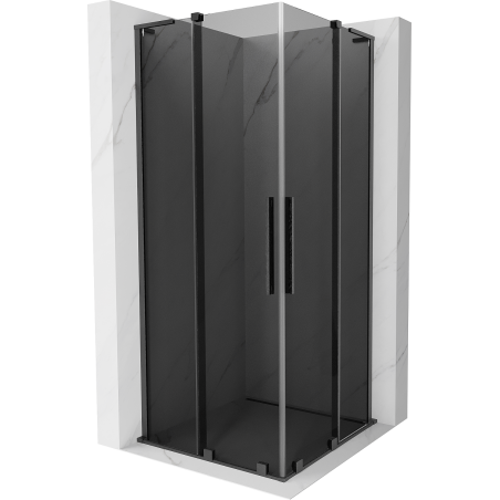 Mexen Velar L Duo Duschkabine Schiebetür 100 x 100 cm, Grafit, Gebürstet Gun Gray - 871-100-100-02-43-66
