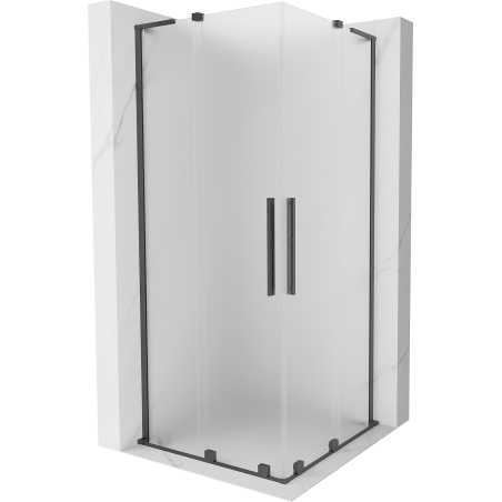 Mexen Velar L Duo cabina de ducha corredera 90 x 90 cm, escarchado, gris pistola cepillado - 871-090-090-02-33-66