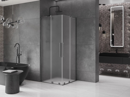 Mexen Velar L Duo Schiebeduschkabine 100 x 100 cm, matt, gebürstetes Gun Gray - 871-100-100-02-33-66