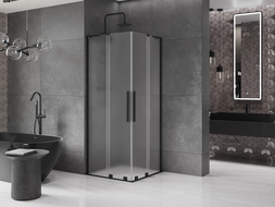 Mexen Velar L Duo Schiebeduschkabine 80 x 80 cm, matt, schwarz - 871-080-080-02-33-70