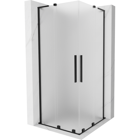 Mexen Velar L Duo cabine de douche coulissante 90 x 90 cm, givré, noir - 871-090-090-02-33-70