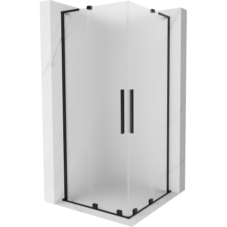Mexen Velar L Duo cabina doccia scorrevole 100 x 100 cm, satinata, nera - 871-100-100-02-33-70