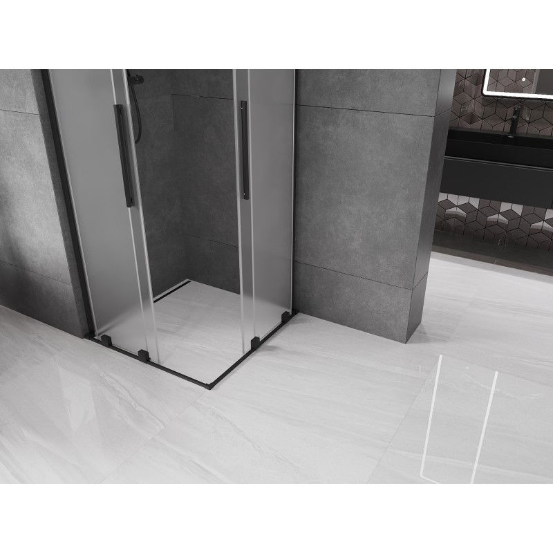 Mexen Velar L Διπλή συρόμενη καμπίνα ντους 90 x 90 cm, παγετός, μαύρη