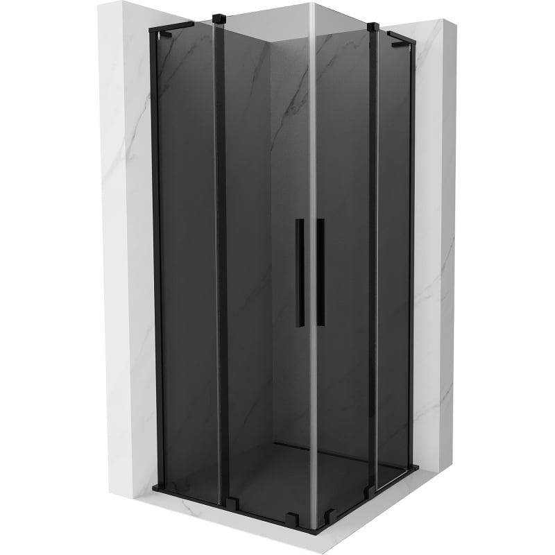 Mexen Velar L Duo Sliding Shower Cabin 80 x 80 cm, Graphite, Black - 871-080-080-02-43-70
