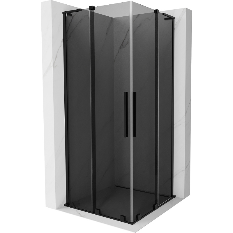 Mexen Velar L Duo Schiebetür-Duschkabine 90 x 90 cm, Graphit, Schwarz - 871-090-090-02-43-70