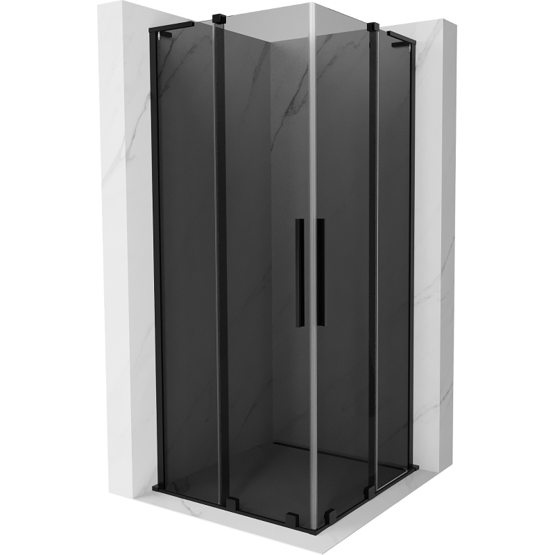 Mexen Velar L Duo schuifbare douchecabine 90 x 90 cm, grafiet, zwart - 871-090-090-02-43-70