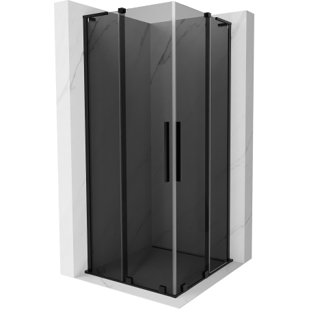 Mexen Velar L Duo schuifbare douchecabine 90 x 90 cm, grafiet, zwart - 871-090-090-02-43-70