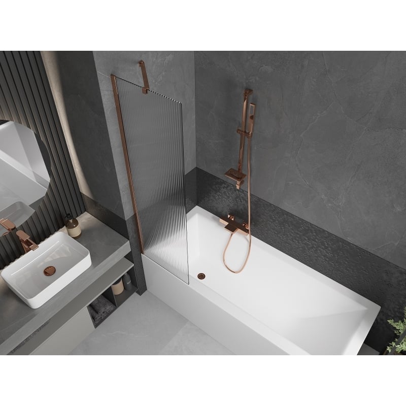 Mexen Next vannituba ekraan 1-tiivaline 50 x 150 cm, triibud, roosa kuld - 895-050-000-00-09-60