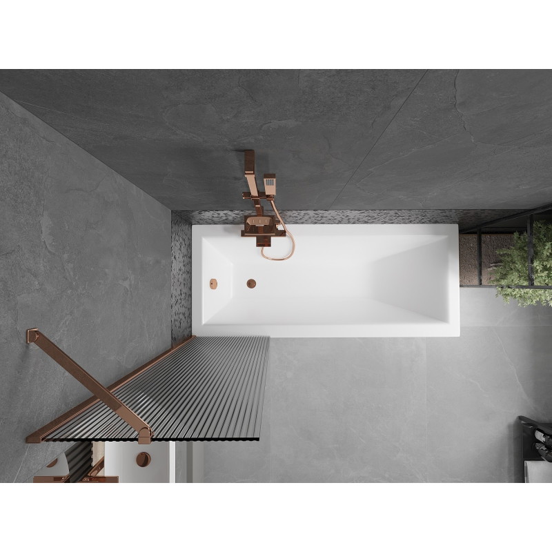 Mexen Next paravan za kadu s jednim krilom 50 x 150 cm, pruge, ružičasto zlato - 895-050-000-00-09-60