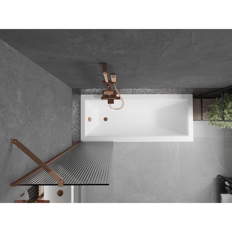 Mexen Next vannituba ekraan 1-tiivaline 50 x 150 cm, triibud, roosa kuld - 895-050-000-00-09-60