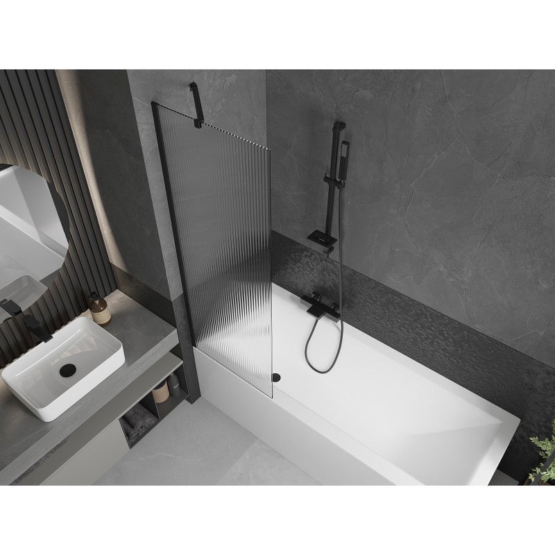 Mexen Next paratia per vasca da bagno a 1 anta 60 x 150 cm, righe, nero - 895-060-000-00-09-70