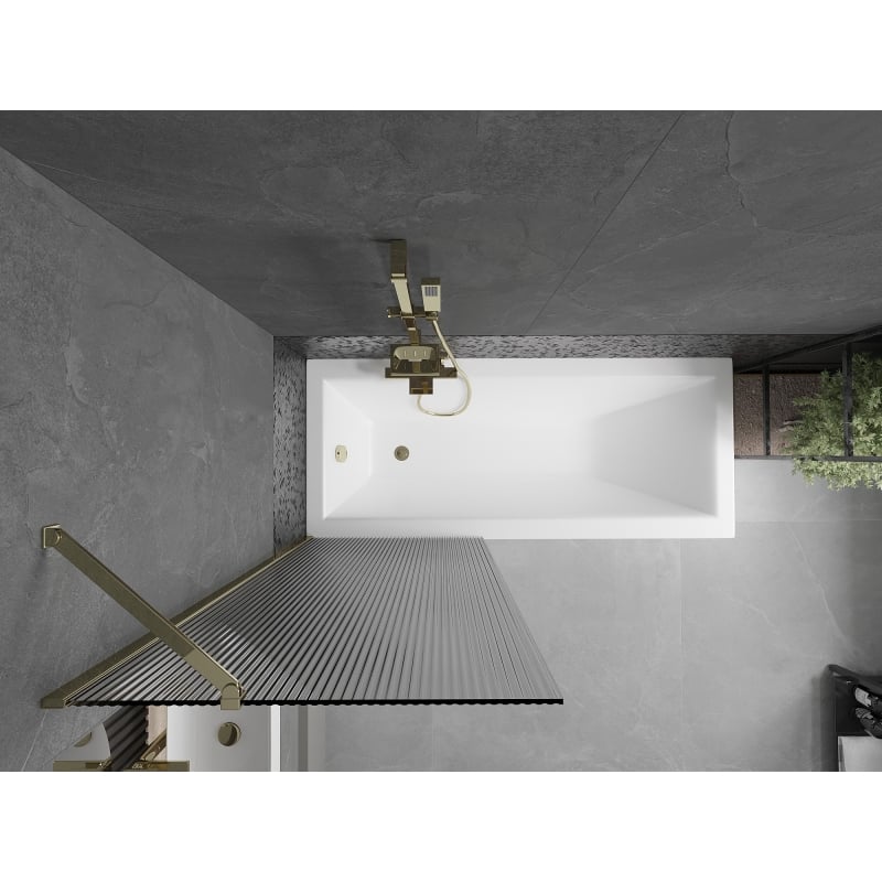 Mexen Next jednokrilni paravan za tuš 70 x 150 cm, prugice, zlatni - 895-070-000-00-09-50