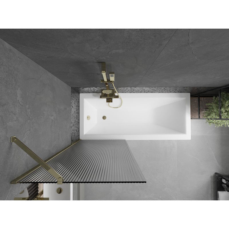 Mexen Next paroi de baignoire 1 volet 70 x 150 cm, rayures, doré - 895-070-000-00-09-50