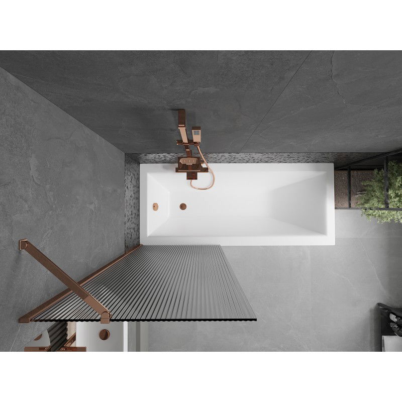 Mexen Next 1-durvju salokāms vannas ekrāns 70 x 150 cm, svītras, rozā zelts - 895-070-000-00-09-60