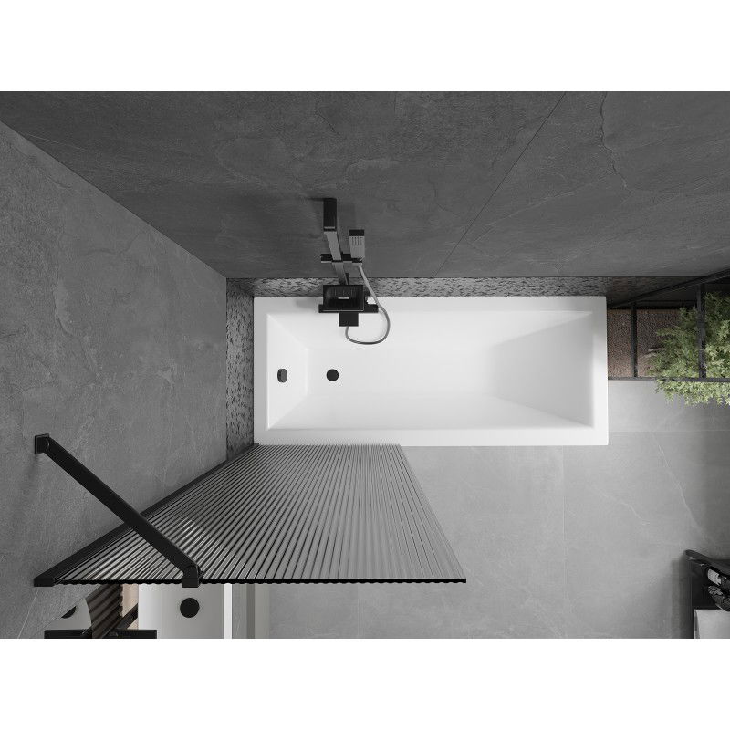Mexen Next paratia per vasca da bagno a 1 anta 70 x 150 cm, strisce, nero - 895-070-000-00-09-70