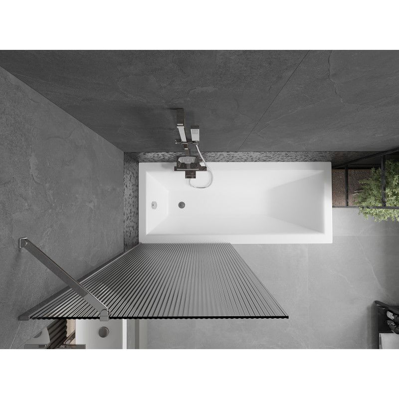 Mexen Next παραβάν μπανιέρας 1 πτερύγιο 80 x 150 cm, ρίγες, χρώμιο - 895-080-000-00-09-01