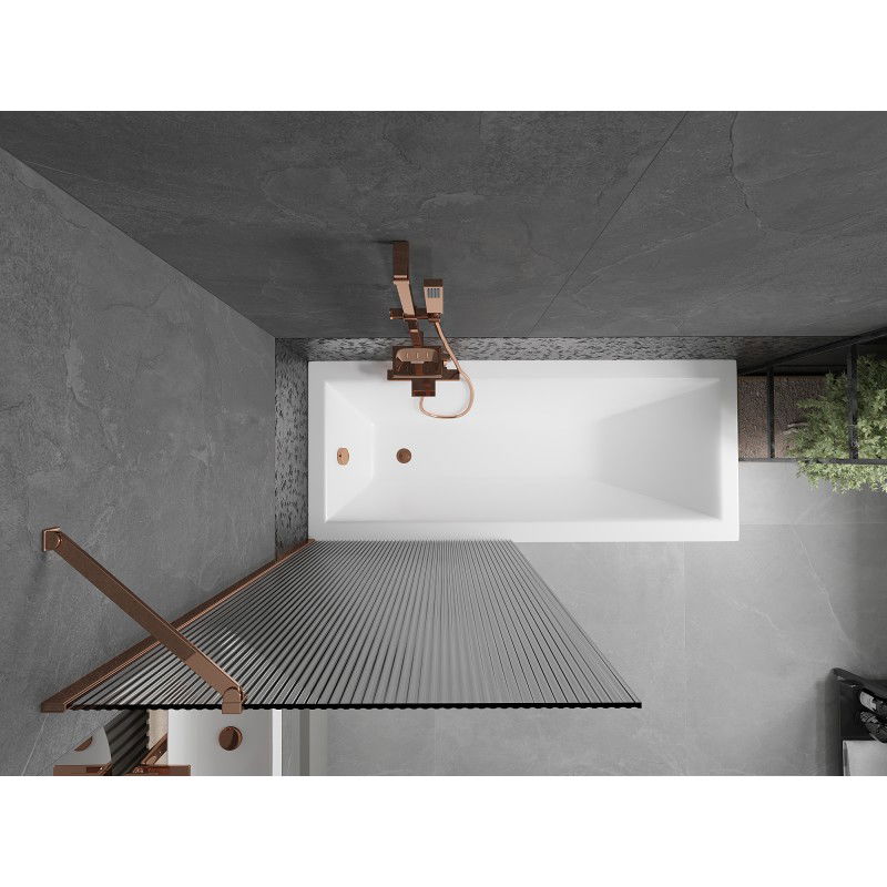 Mexen Next paroi de baignoire 1 volet 80 x 150 cm, stries, or rose - 895-080-000-00-09-60