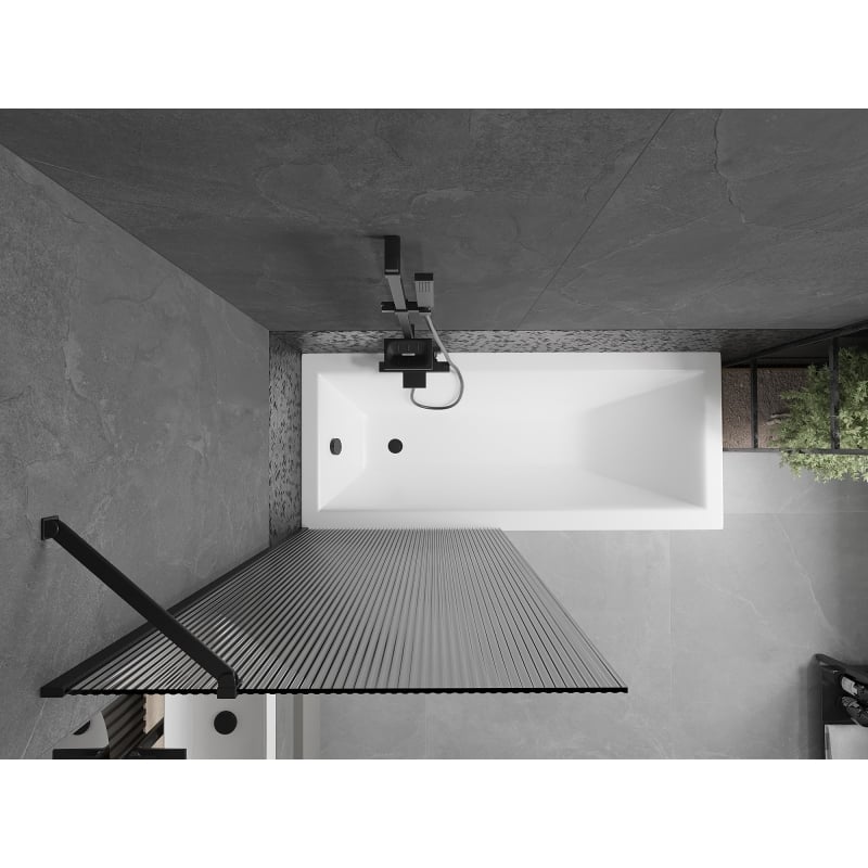 Mexen Next vanniüks, 1-paneelne 80 x 150 cm, triibuline, must - 895-080-000-00-09-70