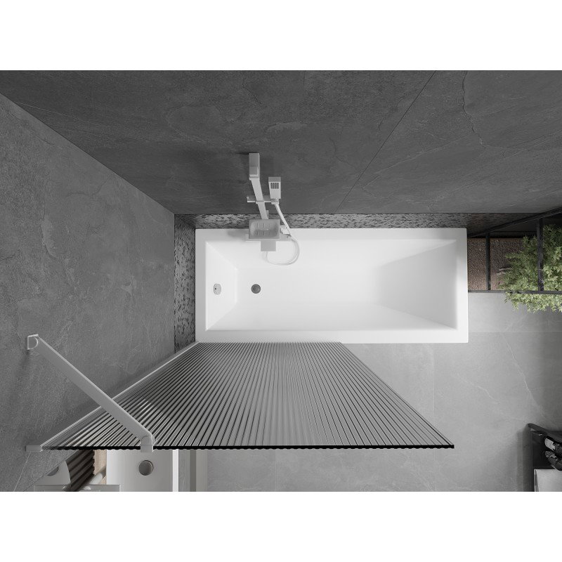 Mexen Next Badeparavent mat wäiss Sträif, 1-flillech, 90 x 150 cm - 895-090-000-00-09-20