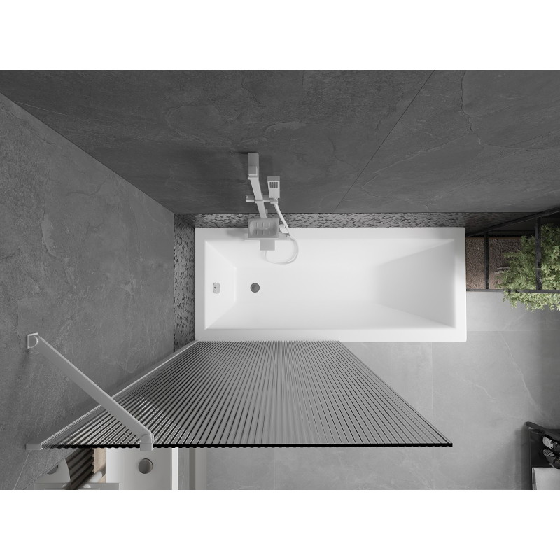 Mexen Next paravan za kadu, 1-krilni, 90 x 150 cm, pruge, bijeli - 895-090-000-00-09-20
