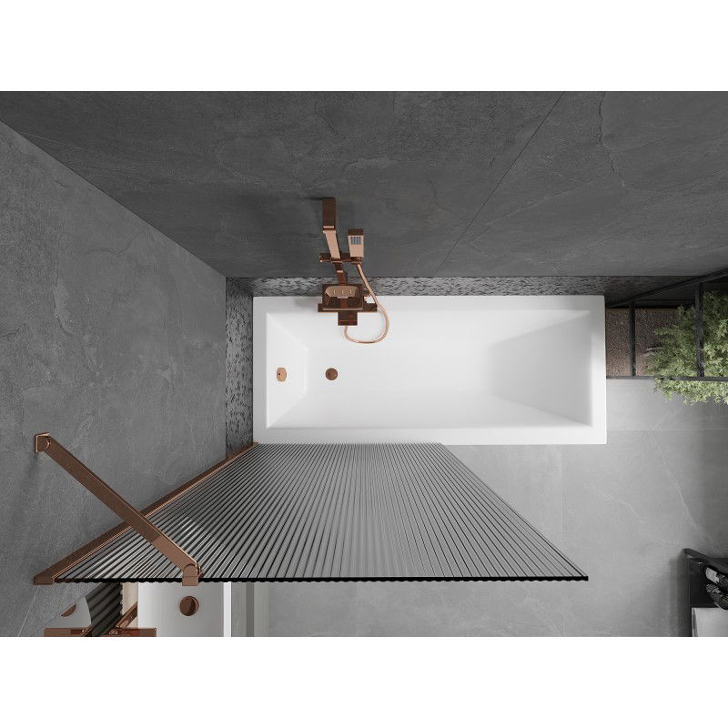 Mexen Next paratia per vasca da bagno a 1 anta 90 x 150 cm, strisce, oro rosa - 895-090-000-00-09-60