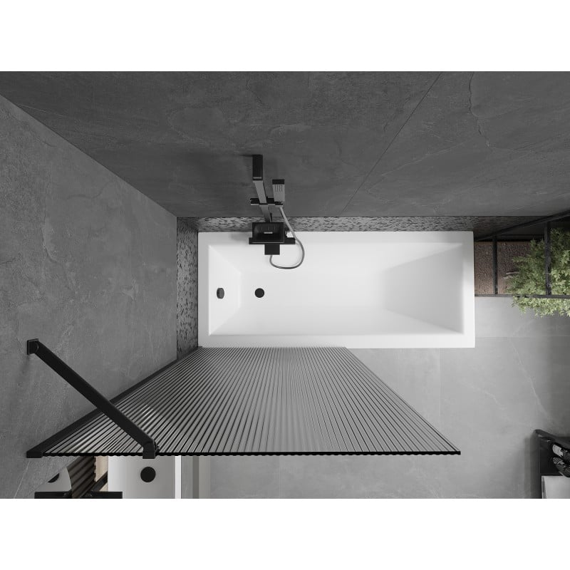 Mexen Next resguardo de banho de 1 painel 90 x 150 cm, riscas, preto - 895-090-000-00-09-70