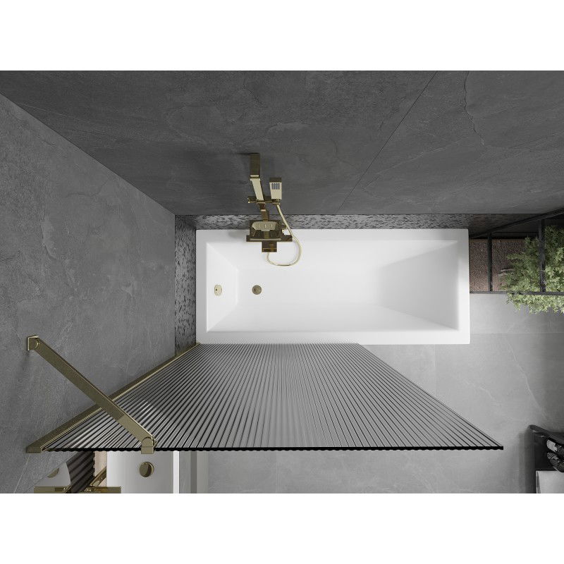 Mexen Next divisorio per vasca da bagno a 1 anta 100 x 150 cm, a righe, dorato - 895-100-000-00-09-50