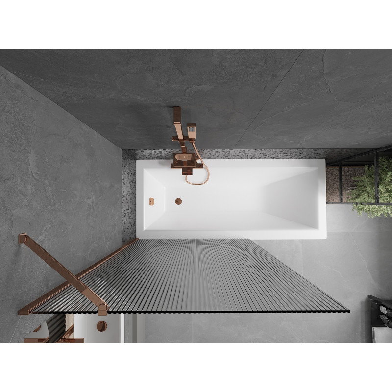 Mexen Next Single-Panel Bath Screen 100 x 150 cm, Stripes, Rose Gold - 895-100-000-00-09-60
