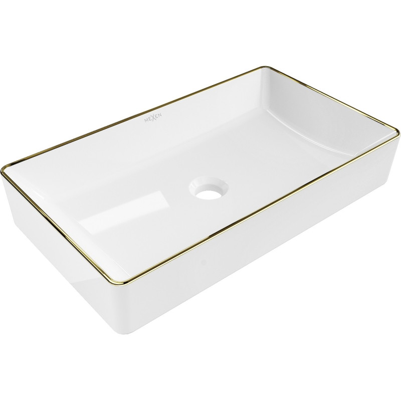 Mexen Nadia lavabo sobre encimera 62 x 35 cm, blanco/borde dorado - 21616005