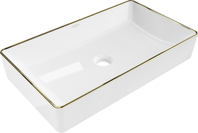 Mexen Nadia lavabo sobre encimera 62 x 35 cm, blanco/dorado borde - 21616005