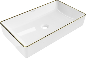 Mexen Nadia lavatório de mesa 62 x 35 cm, branco/dourado borda - 21616005
